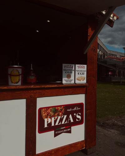 Close up van de pizzakraam